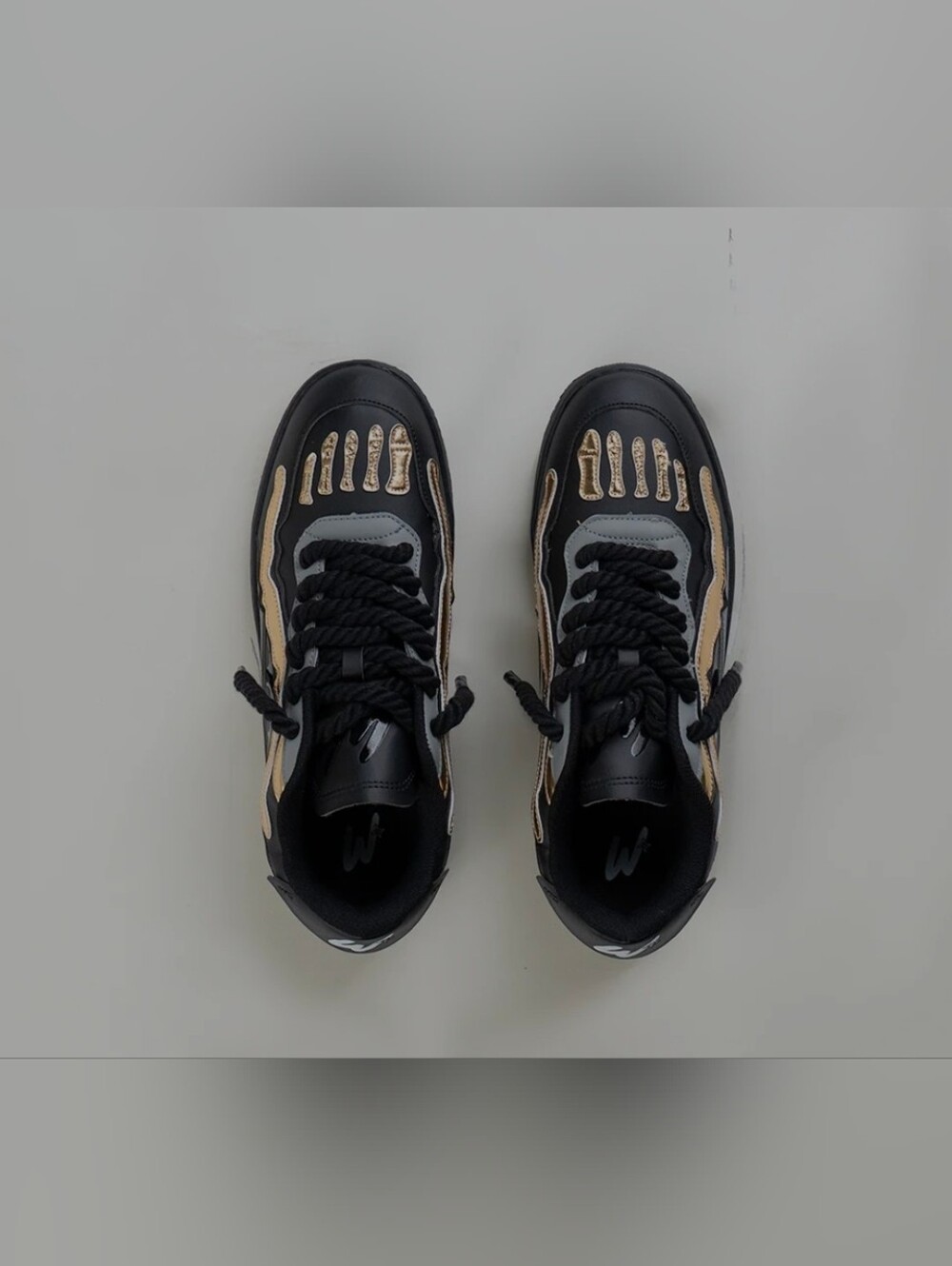 Black Sneakers with Gold Wave Accents - Picture 4 of 5